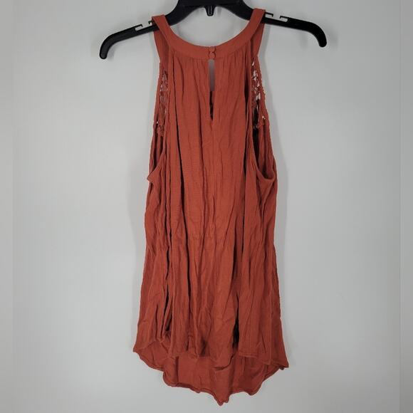 Torrid Orange Crinkle Gauze Crochet Detail Halter Tank 1X - Picture 5 of 10